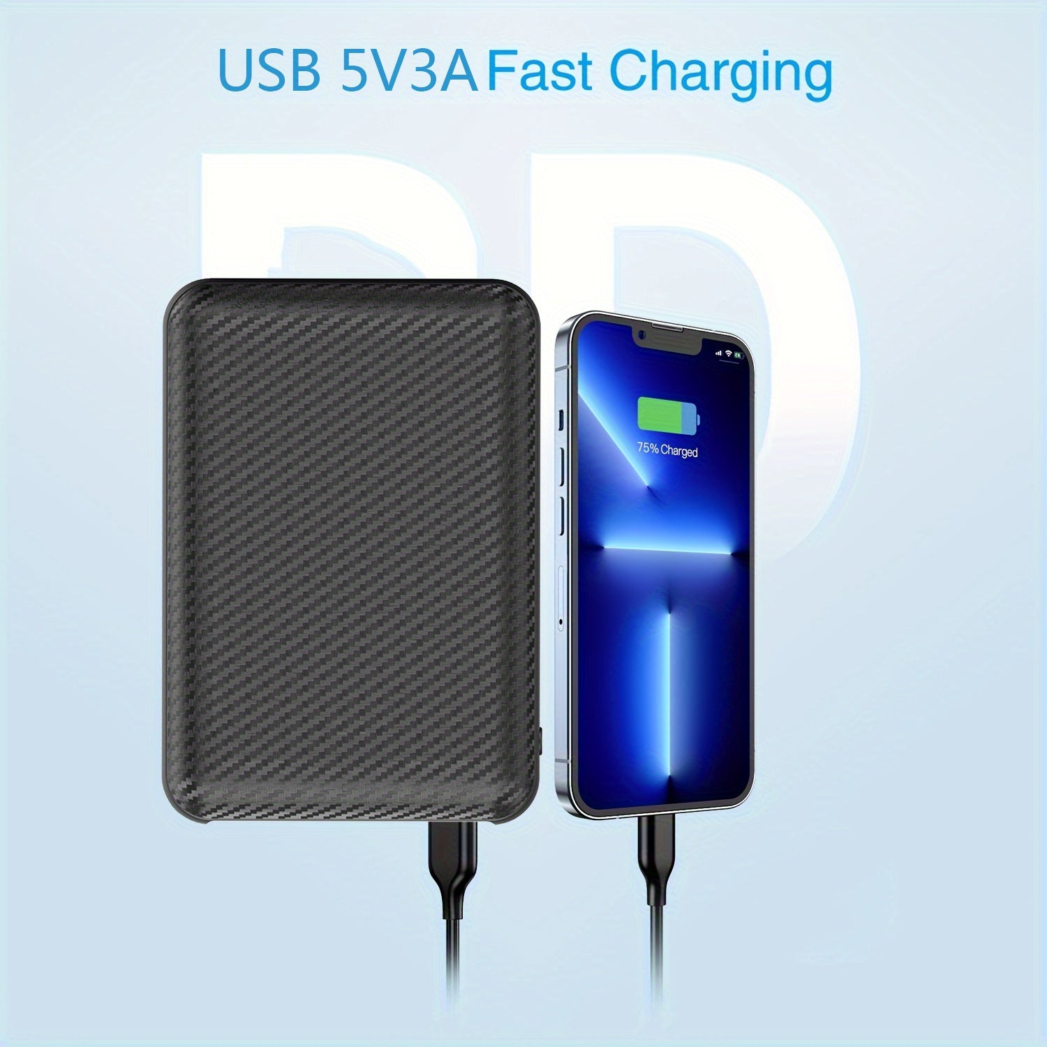 Large Capacity 10000mAh Portable Power Bank - Fast Charging, Dual USB & Type-C, Compact Design For IPhone, Samsung, Xiaomi