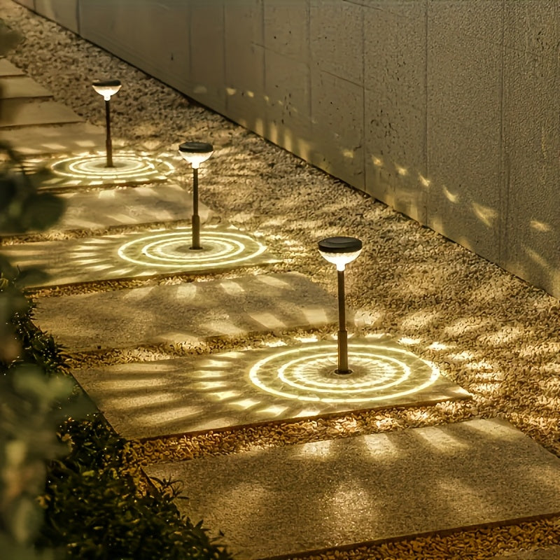 6 Pack Solar Light & Shadow Path Light, IP44 Waterproof Outdoor Lawn Light, Color Gradient LED Light, Perfect for Pathway, Villa, Courtyard, Garden Landscape Decoration, Holiday Party Atmosphere Decor