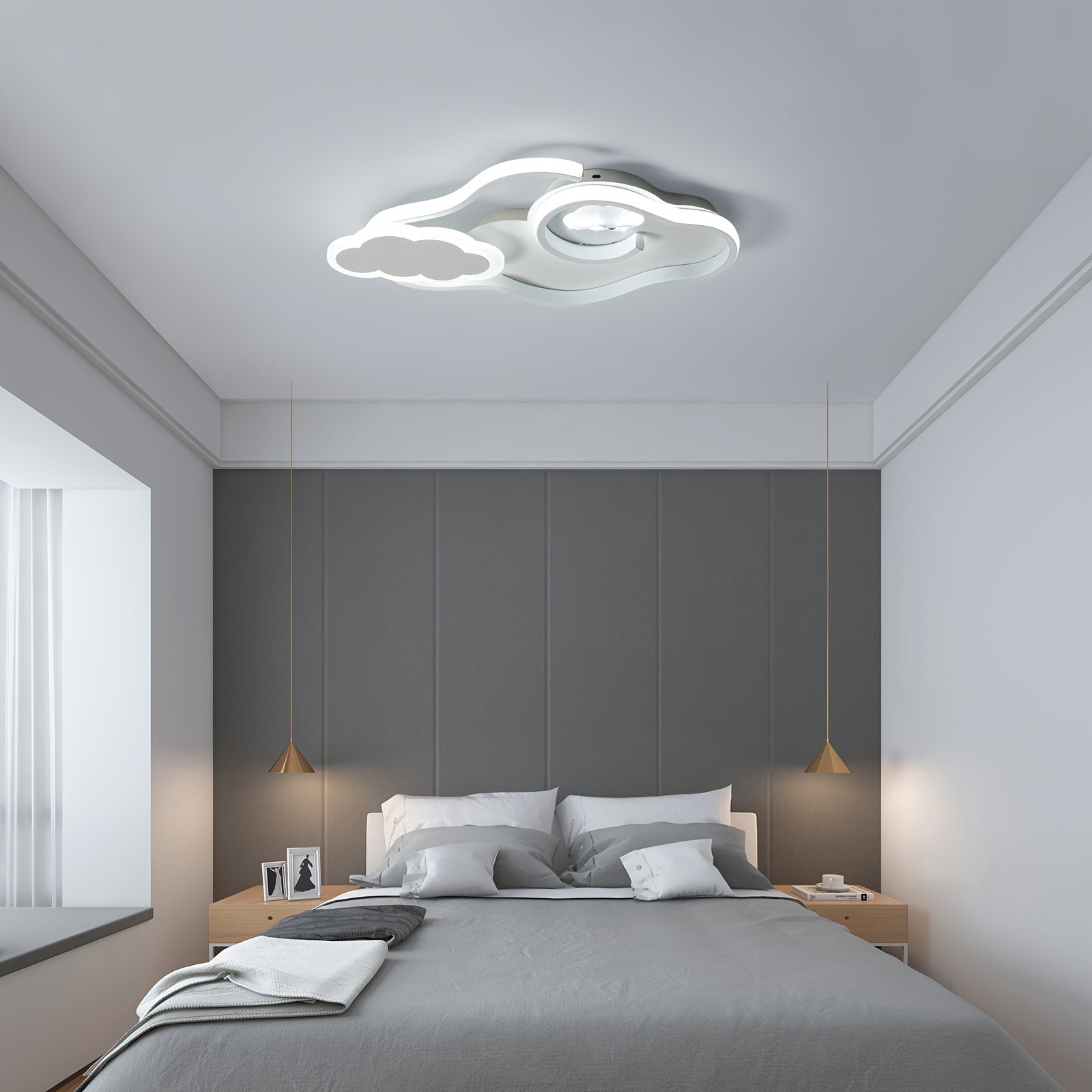 Enncll dimmable cloud ceiling light, modern LED ceiling light with remote control, flush mount acrylic light, suitable for bedroom, living room and other spaces, white, home decorative lighting, bedroom lighting, minimalist lighting