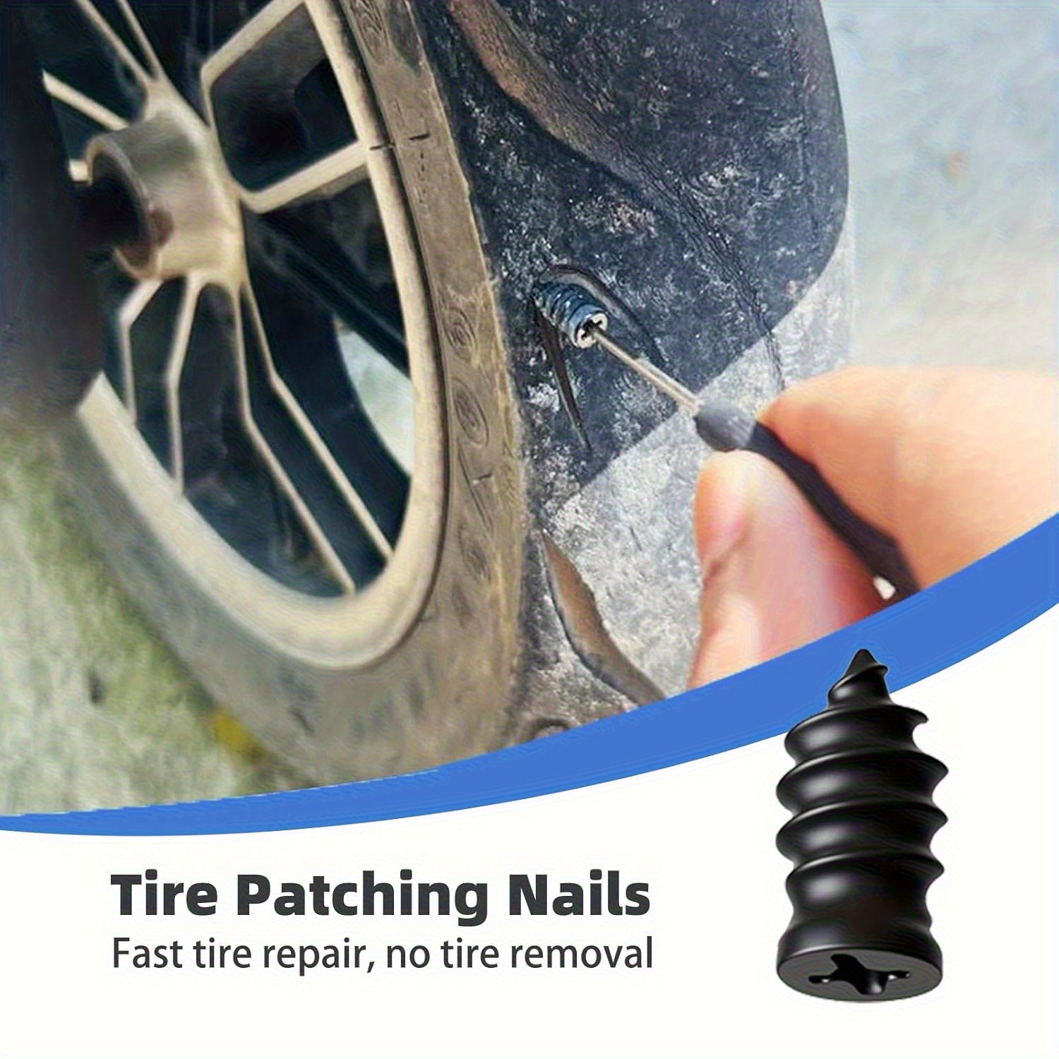 2025 New Vacuum Tire Repair Nail Set (2 Sizes Included) – Spiral Tire Repair Plugs, Fast Self-Service Tire Repair Tool for Cars, Motorcycles, Trucks (40/20-Piece Pack)