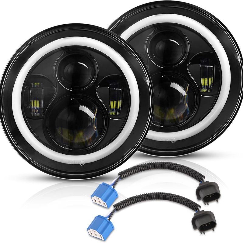 Set of 7-Inch Round LED Headlights (2 Pieces) or Set of 4-Inch Fog Lights (4 Pieces) plus 7-Inch Headlights for F-100, F-250 and F-350 Trucks, as well as Chevy Nova, Camaro and C10 Models