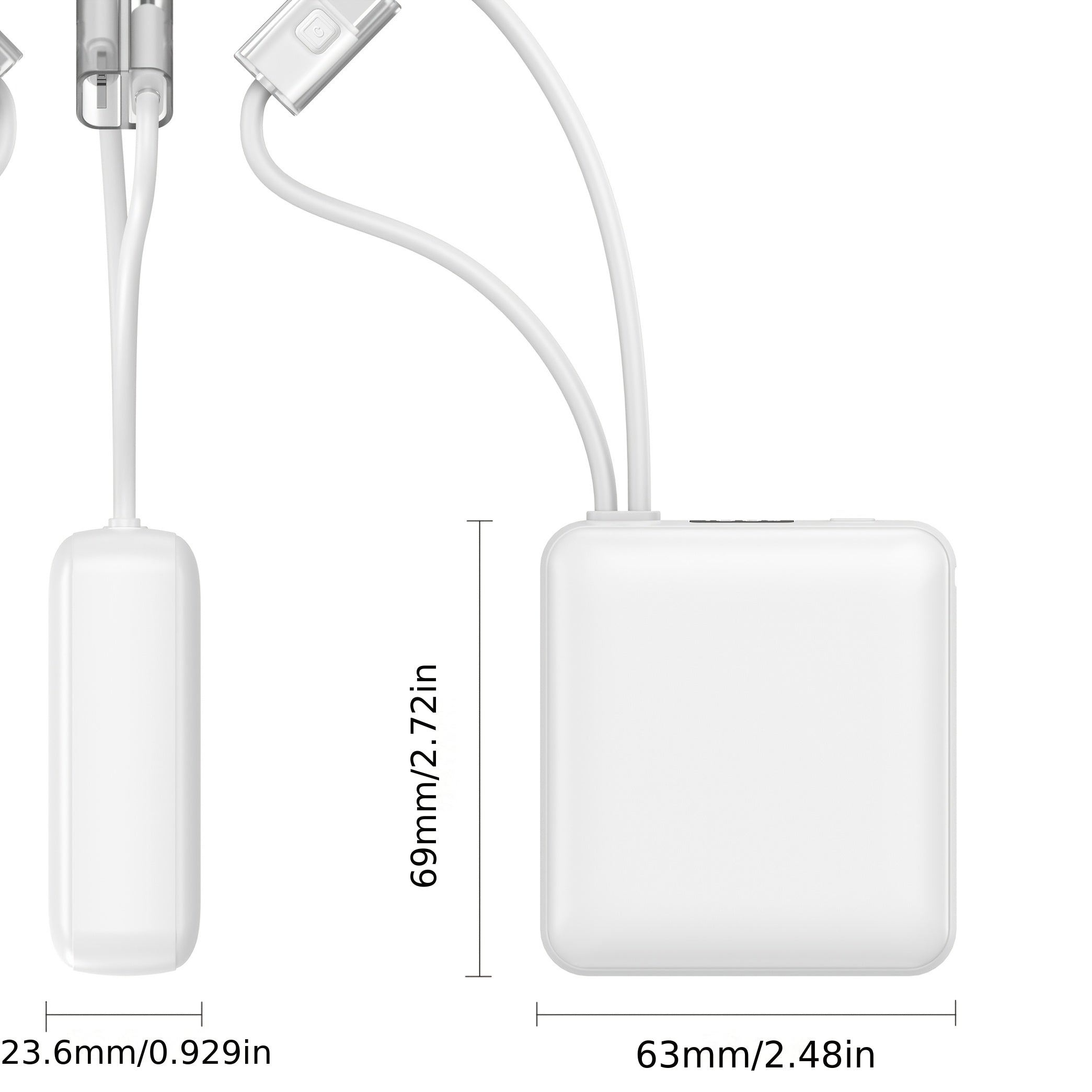 22.5W Super Fast Charging Power Bank with Built-in Cable & Lanyard - 10000mAh Ultra-Thin & Compact, LED Digital Display, USB-C Port, Essential for Travel, Christmas Gift, Compatible with iPhone, Android & Samsung (Black/White Colors), Onthego