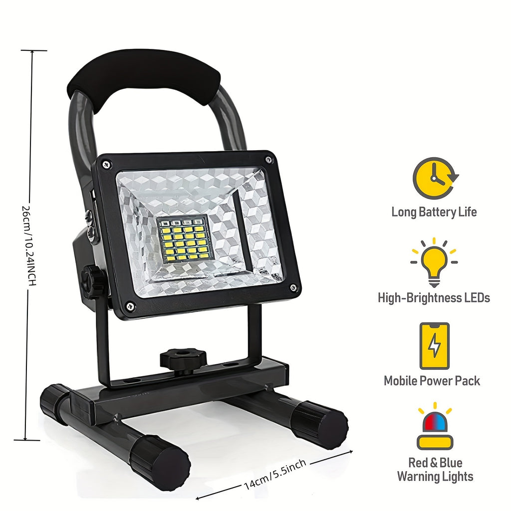 30W rechargeable battery work light, LED work light with stand, portable floodlight with 4 lighting modes, for indoor repair shop work site lighting