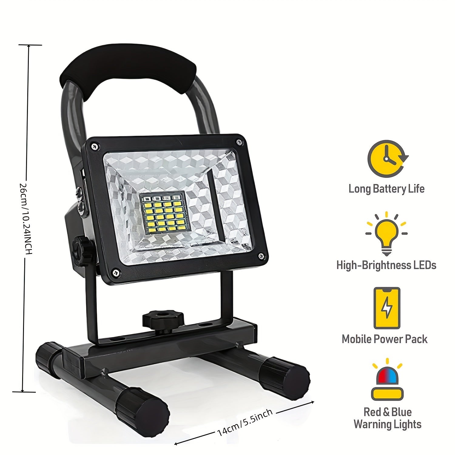 30W rechargeable battery work light, LED work light with stand, portable floodlight with 4 lighting modes, for indoor repair shop work site lighting