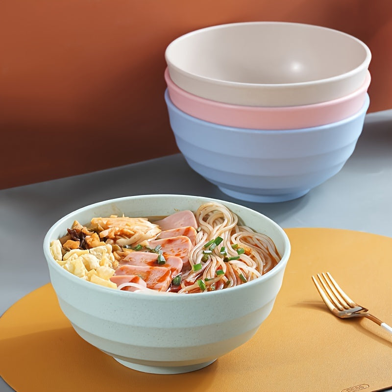 4-Pack Unbreakable Cereal Bowl Set – 24oz PP Plastic Bowls for Soup / Rice / Cereal – Microwave & Dishwasher Safe – Lightweight Tableware – Shatterproof Design for Home, Camping & Gifts (4 Colors)
