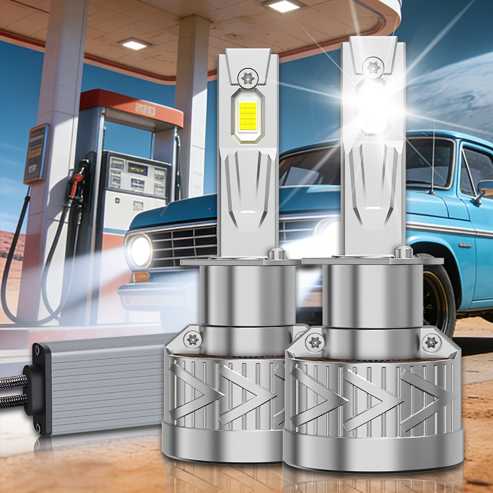 2-Pack LED Car Headlights, Compatible with H11/H7/H4/H1 Sockets, Corresponding to 9005/9006/9012 Specifications, 57000 Lumens Brightness, 6500K Cool White Light, 300W Power, Plug-and-Play