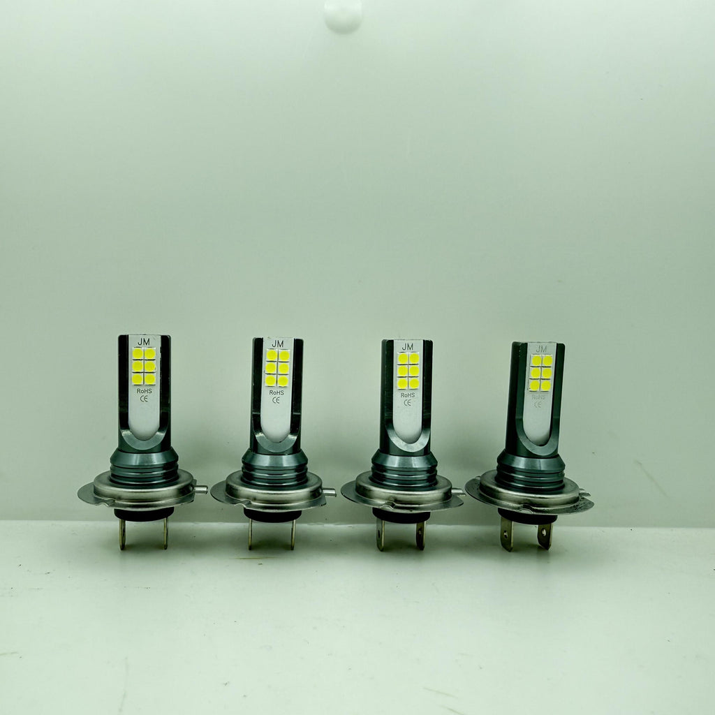 4-Pack H7 LED Headlight Kit - 3000+ Lumens Super Bright 6500K Xenon White Light, High/Low Beam Replacement, Plug-and-Play Wiring, for Trucks and Motorcycles (H7 Bulb Socket), No Battery Included