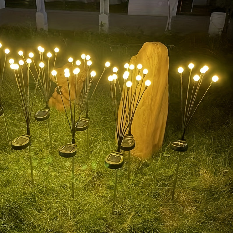 8 LED, 2-Piece Solar Garden Light, Solar Spinning Light, Wind Spinning, Solar Lawn Light, LED Wind-Powered Firefly Ball Spike Light, Garden Decoration Holiday Light