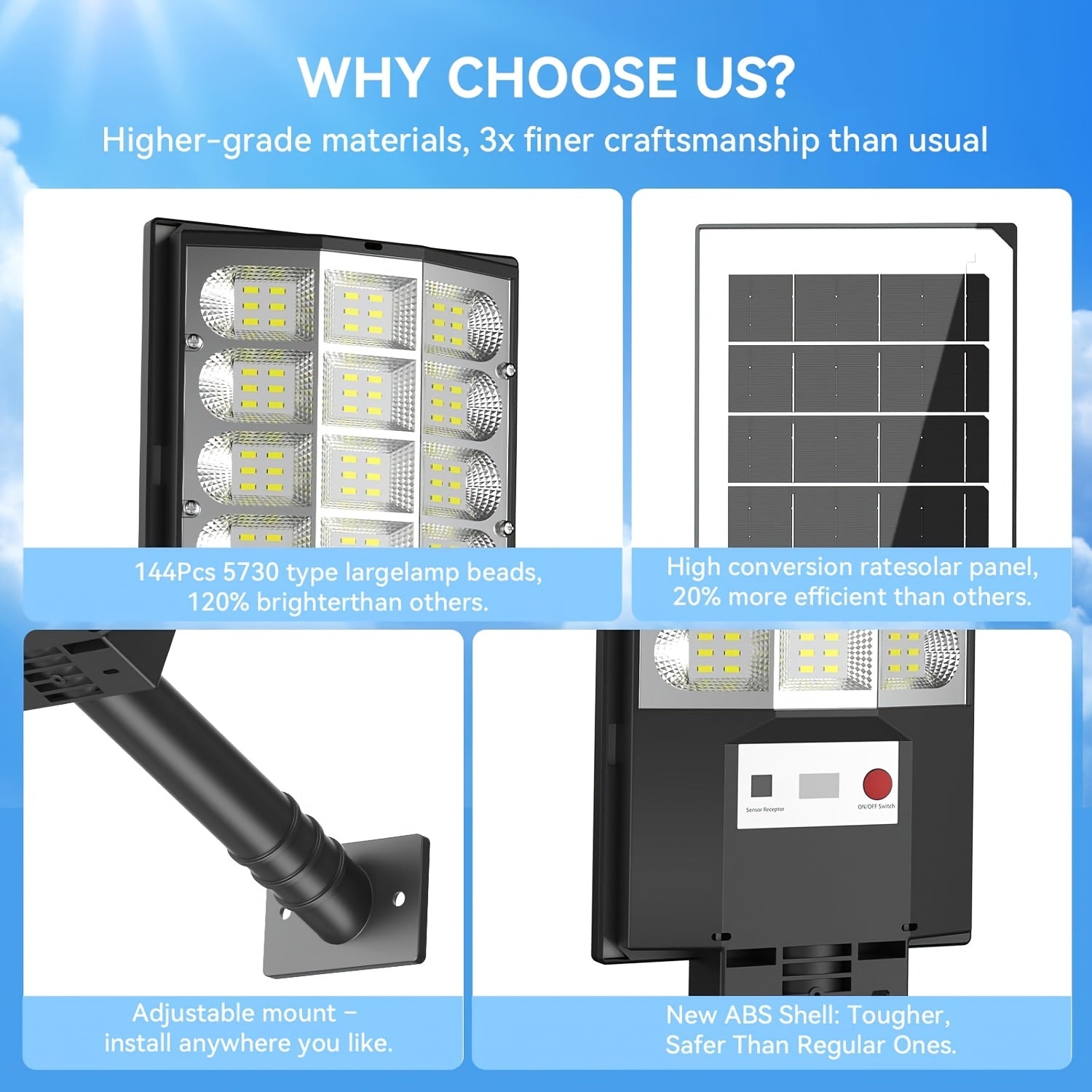 2 Pack Solar Street Light IP65 Waterproof LED Outdoor Solar Street Light Courtyard Light Remote Control / PIR Motion Sensor Street Light Perfect for Garden, Courtyard, Driveway, Corridor, Pool Security Lighting Zero Electricity Bill
