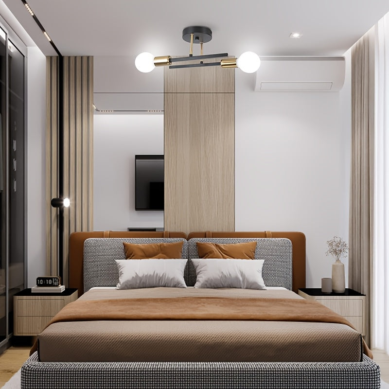 1 piece square tube pendant light, classic gold, black iron ceiling fixture, minimalist home decorative lighting, voltage 110-240V, suitable for bedroom, kitchen, living room, dining room and study