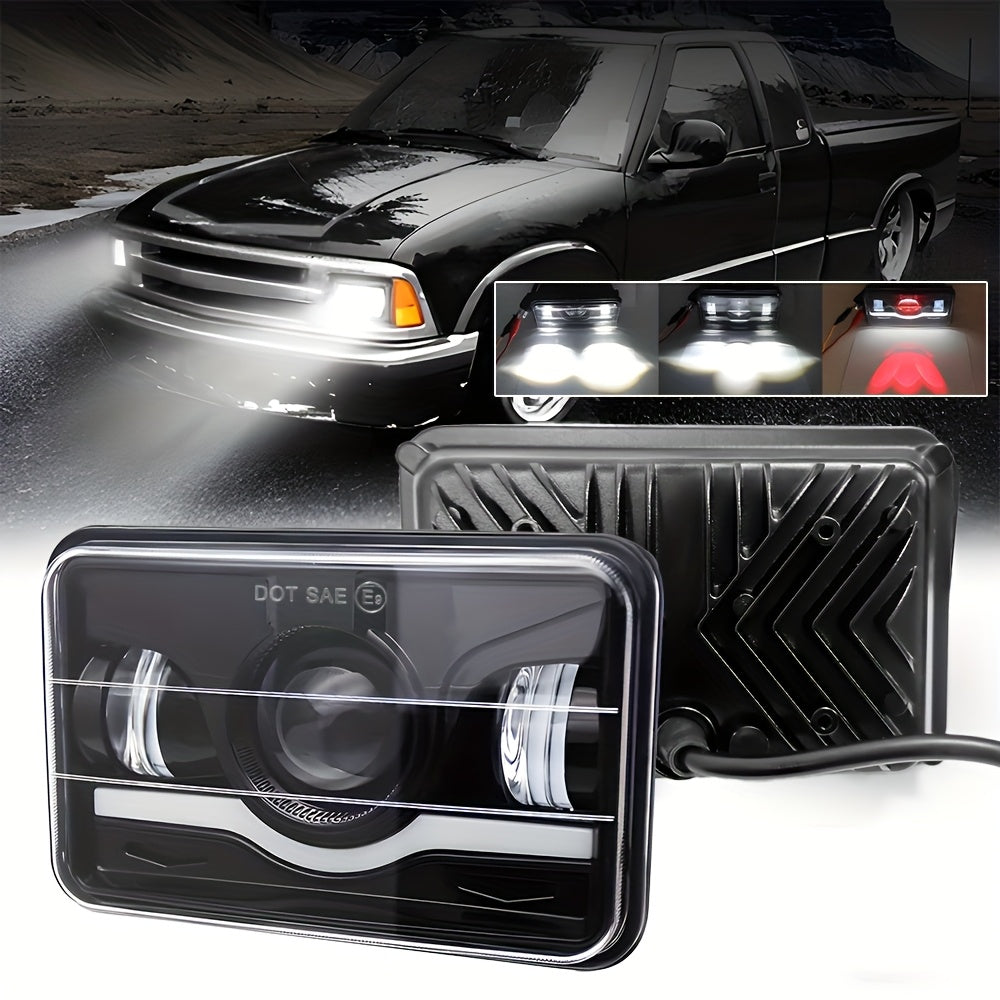 4x6 Inch LED Headlight High/Low Beam Daytime Running Light Square Turn Signal Light Fit for GMC Chevy Car Jeep Motorcycle Truck Front Light 12V 24V