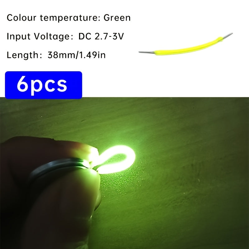 6条柔性LED灯带 - 暖光、红色、绿色、蓝色、粉色 | 38mm/130mm/300mm螺旋灯泡，适用于DIY与装饰 | 电池供电（DC3V） | 强光可弯曲，适合厨房/客厅/书桌