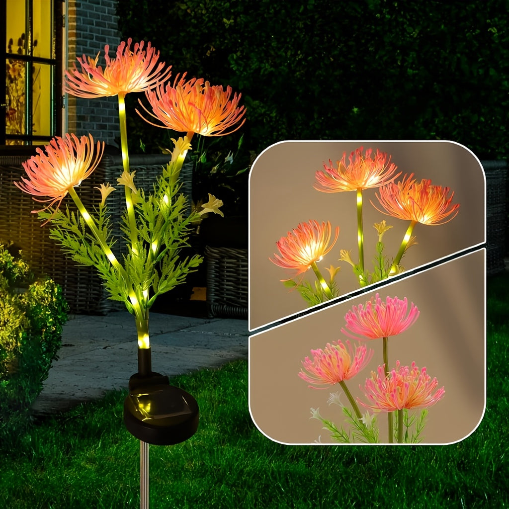 Solar Pink + Yellow Lycoris Radiata 4-Piece 12-Head Solar Flower Light, Outdoor Solar Garden Light, Suitable for Christmas Decoration, Flower Light with Glowing Stem, Can Be Used for Flower Pot, Courtyard, Path, Balcony and Garden Decoration