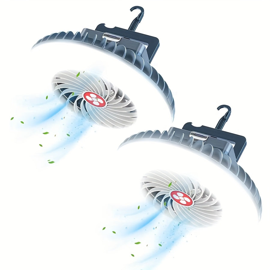 Portable Camping Fan Light with USB Charging Function, LED Fan Light for Tent, Working Lighting Hook, Powerful Repair Fill Light, Built-in 18650 Battery, Perfect for Camping, Hiking, Fishing and Outdoor Activities