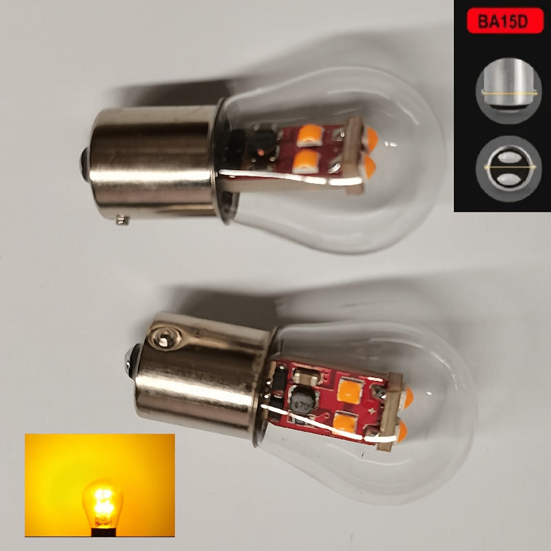 Vehicle LED Headlight Set (2 Pieces), Includes Turn Signal Lights, Brake Lights and Various Bulb Types such as 1156, 1157, BA15S, BAU15S, BA15D and BAY15D. These P21/5W LED High Beams are Compatible with Cars and Trucks