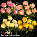 Solar 7-Head Rose Flower Light Outdoor Artificial Flower Light Solar Garden Light Outdoor Decoration for Courtyard, Garden, Path, Backyard, Lawn Ground Insert Light