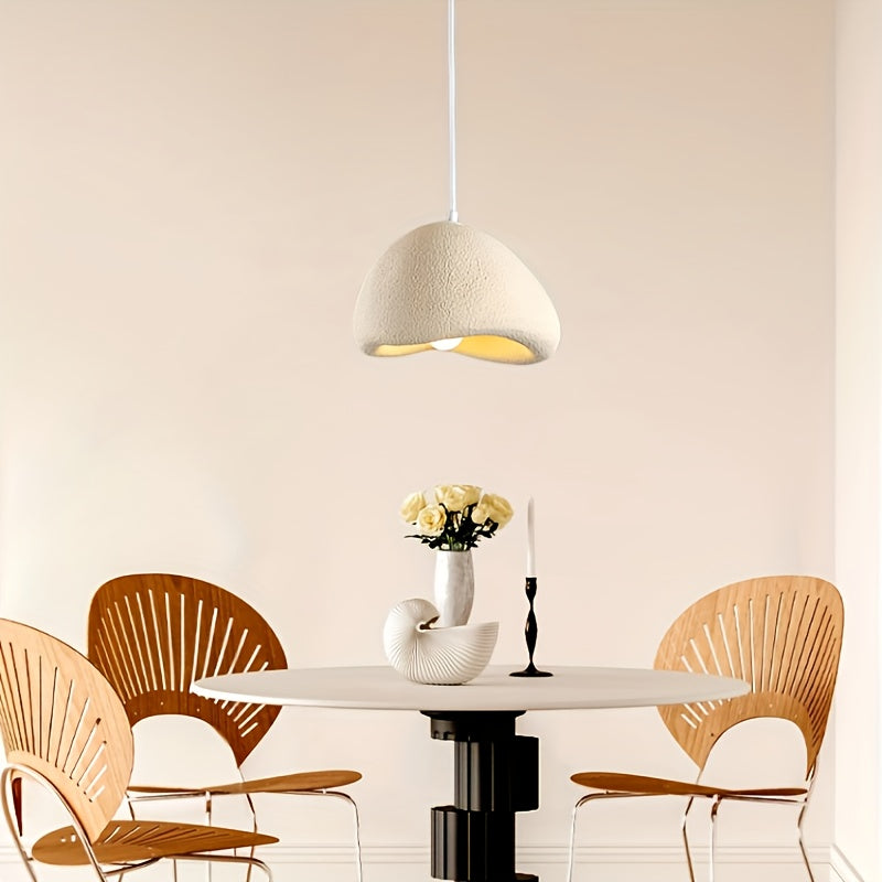 1pc mid-century modern white pendant light, E27 base - nest design, PVC lampshade, semi-flush mount installation, for bedroom, living room, kitchen and hallway - hardwired, 220V, no battery needed, kitchen lighting