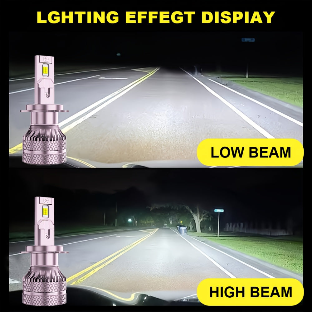 2 LED Headlight Bulbs, 26400LM High Brightness, 6500K Cool White Light, 360° Beam Angle, Plug-and-Play, with External Driver, Compatible with H11/H8/H9, 9005/HB3, 9006/HB4, 9145, Car Lighting Upgrade