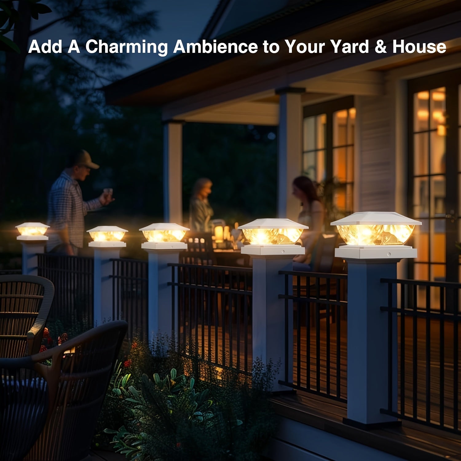 APZZLOXH Outdoor Solar Light - 8-Pack Installation - 12-Pack Installation 2 Types of Solar Fence Lights, Suitable for 4x44.5 X4.55x5 Wood and Vinyl Posts, Solar Deck Light Suitable for Front Porch Patio Decoration, Warm White and Cool White Light