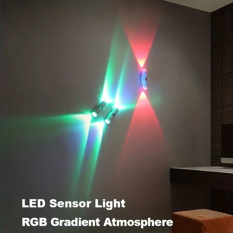 1 RGB cat eye sensor wall light, 7 color modes and stepless dimming LED spotlight, rechargeable plug-and-play ambiance light, modern aesthetic decorative lighting suitable for bedrooms, hallways and stairs
