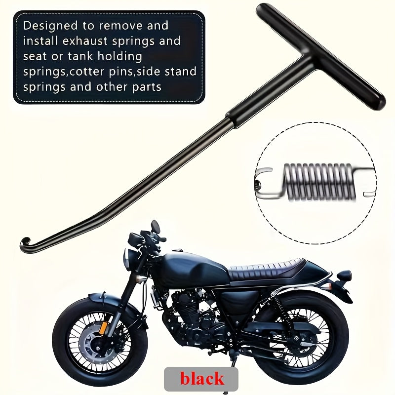 1 Piece - Motorcycle & Car Repair Tool, T-Type Spring Hook Brake Wrench, Spring Hook Wrench for Motorcycles & Electric Vehicles, Kickstand, Clutch, Exhaust Pipe Spring Removal & Installation Hook Tool