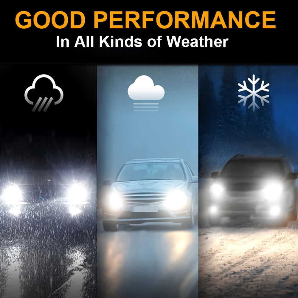 2-Pack LED Car Headlights, 12V-24V, Compatible with H11/H7/H4/H1, 9005/9006/9012 - 6500K Cool White Light, 43800 Lumens, High/Low Beam, Suitable for Various Environments, No Battery Needed, 6570 CSP Chip