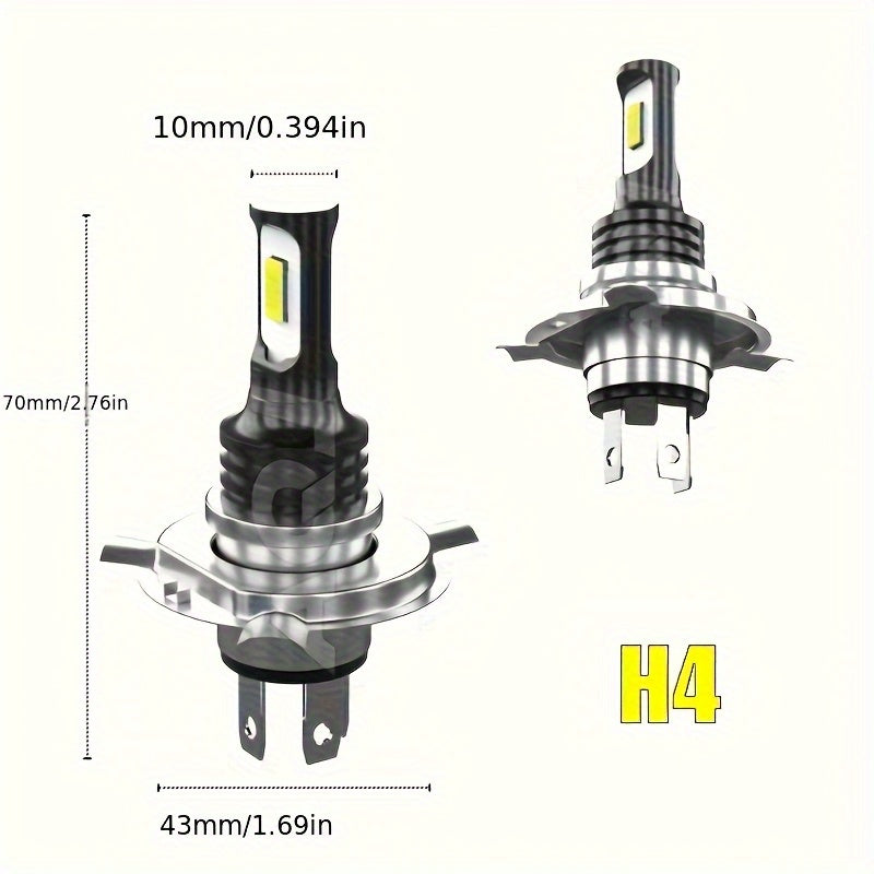 2pcs 9003/H4/HB2 Mini LED Car Headlight/Fog Light/Driving Light, 80W, 6000K, Super Bright Focused 3570 Chip, Lifespan Up to 50,000 Hours, No Battery, Plug-and-Play