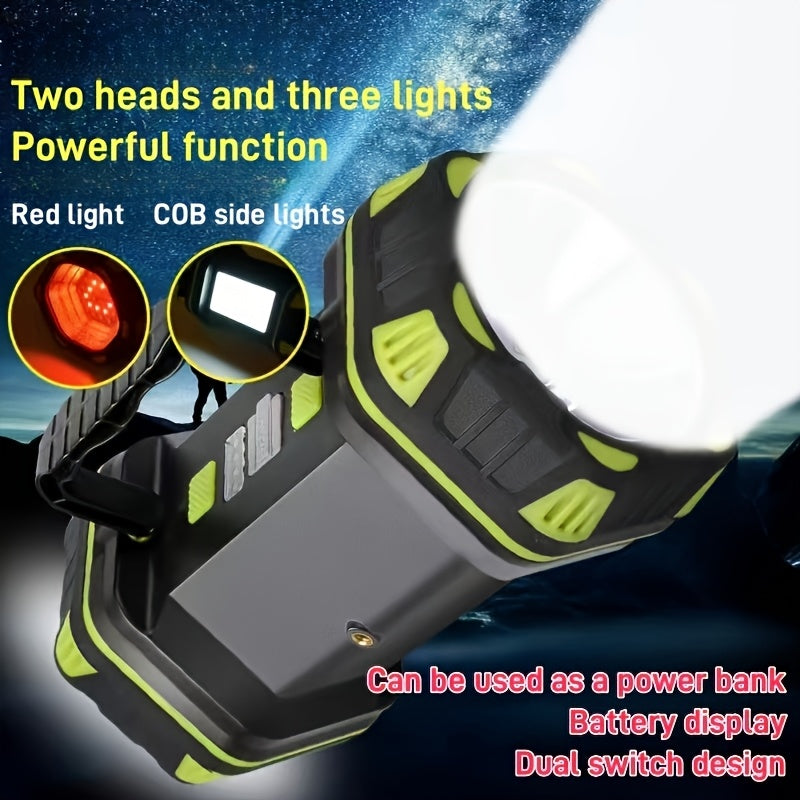 Multifunctional High Brightness LED Handheld Light Large Capacity Battery Long Lasting Type-C Charging 8 Lighting Modes Side COB Soft Light Smart 4-Grid Power Indicator Outdoor Camping Adventure Lamp