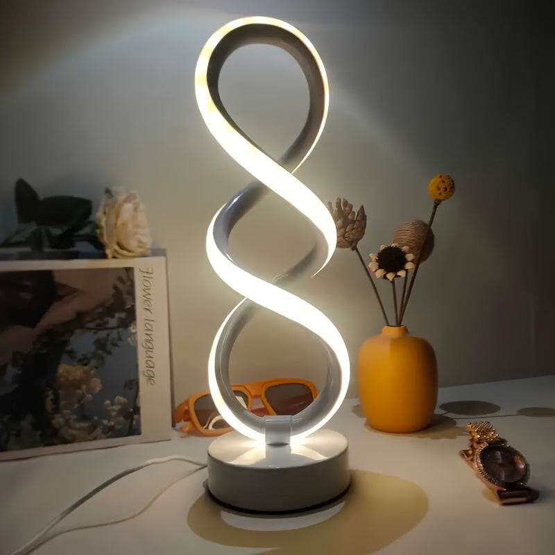 1/2-pack spiral LED table lamp, dimmable modern push-button control desk light, 10-level brightness adjustment, metal power supply, suitable for bedrooms, living rooms, offices and other indoor spaces, excellent home decoration