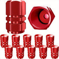 12-Pack Red Hexagon Tire Valve Stem Caps – Premium Metal with Rubber Seal, Universal Fit for Cars, SUVs, Motorcycles, Bicycles & Trucks (Red)