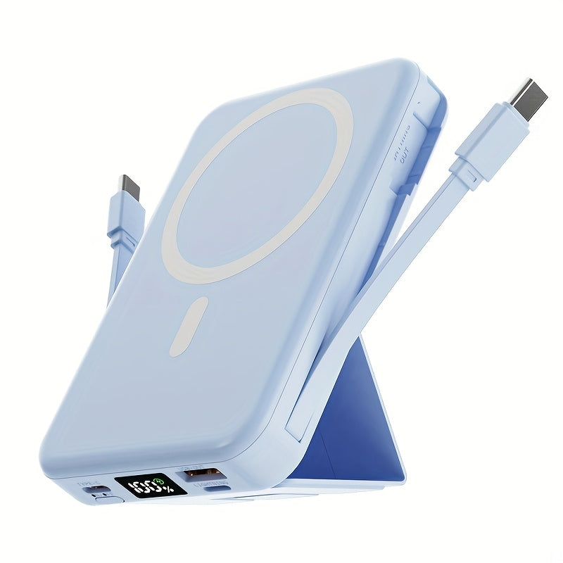 10000mAh Magnetic Fast Charging Power Bank With Digital Screen, Built-in 2 Charging Cables, USB Portable Mobile Phone Power Bank Can Charge 5 Devices At The Same Time, With Bracket, Compatible With IPhone 15/15 Plus/15 Pro/15 Pro Max/iPad