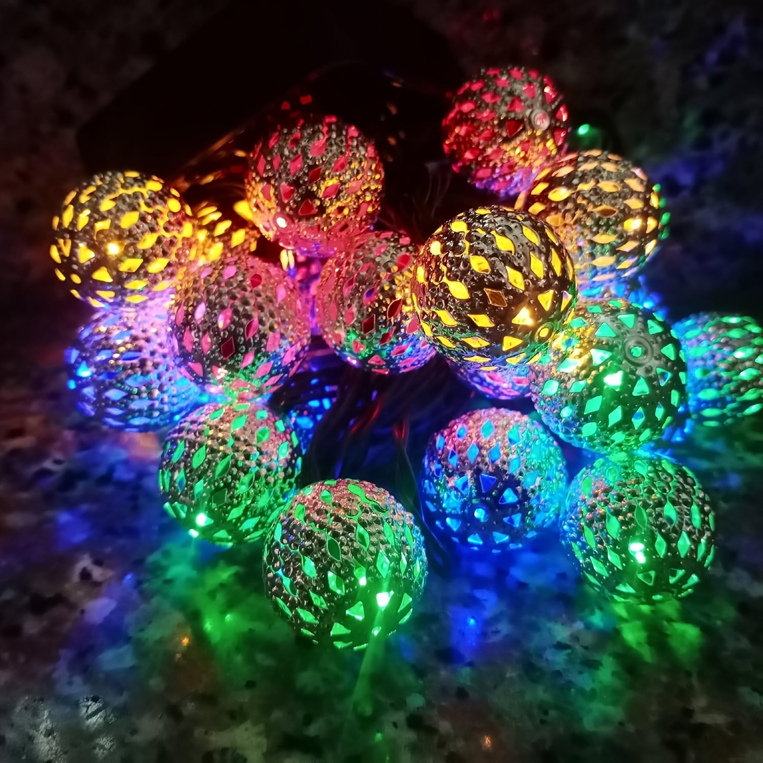 1件摩洛哥球串灯——30/20颗LED灯珠，8种灯光模式，适用于花园、露营、派对、母亲节、独立日、圣诞节、婚礼、高中舞会、生日、庭院装饰、圣诞装饰、排灯节装饰，多色IPX4防水