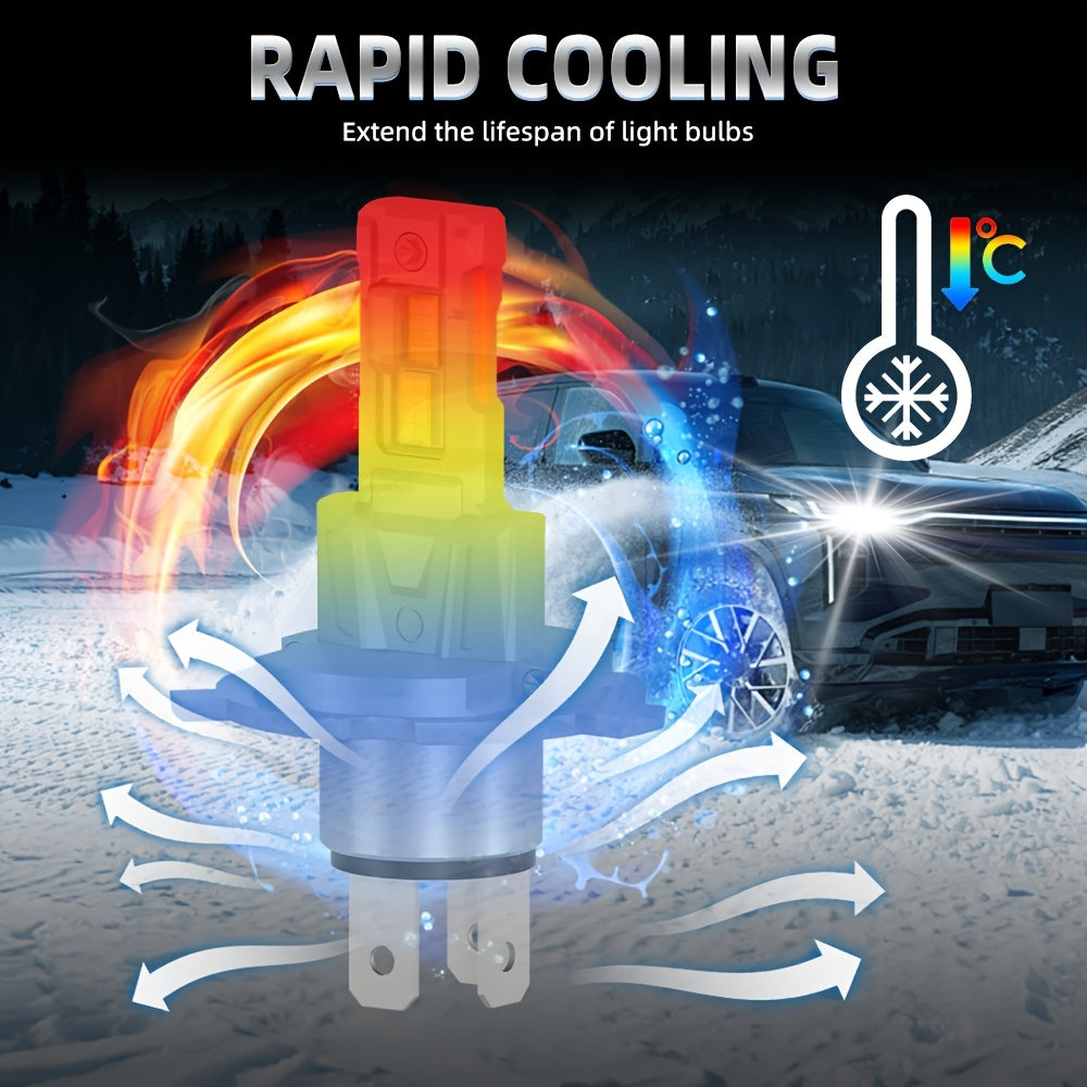 升级款H1 9005 9006 LED灯泡2个装，超亮迷你尺寸60000LM，12V 6500K白色带风扇，适用于汽车大灯、LED大灯和雾灯，易于安装，不含电池