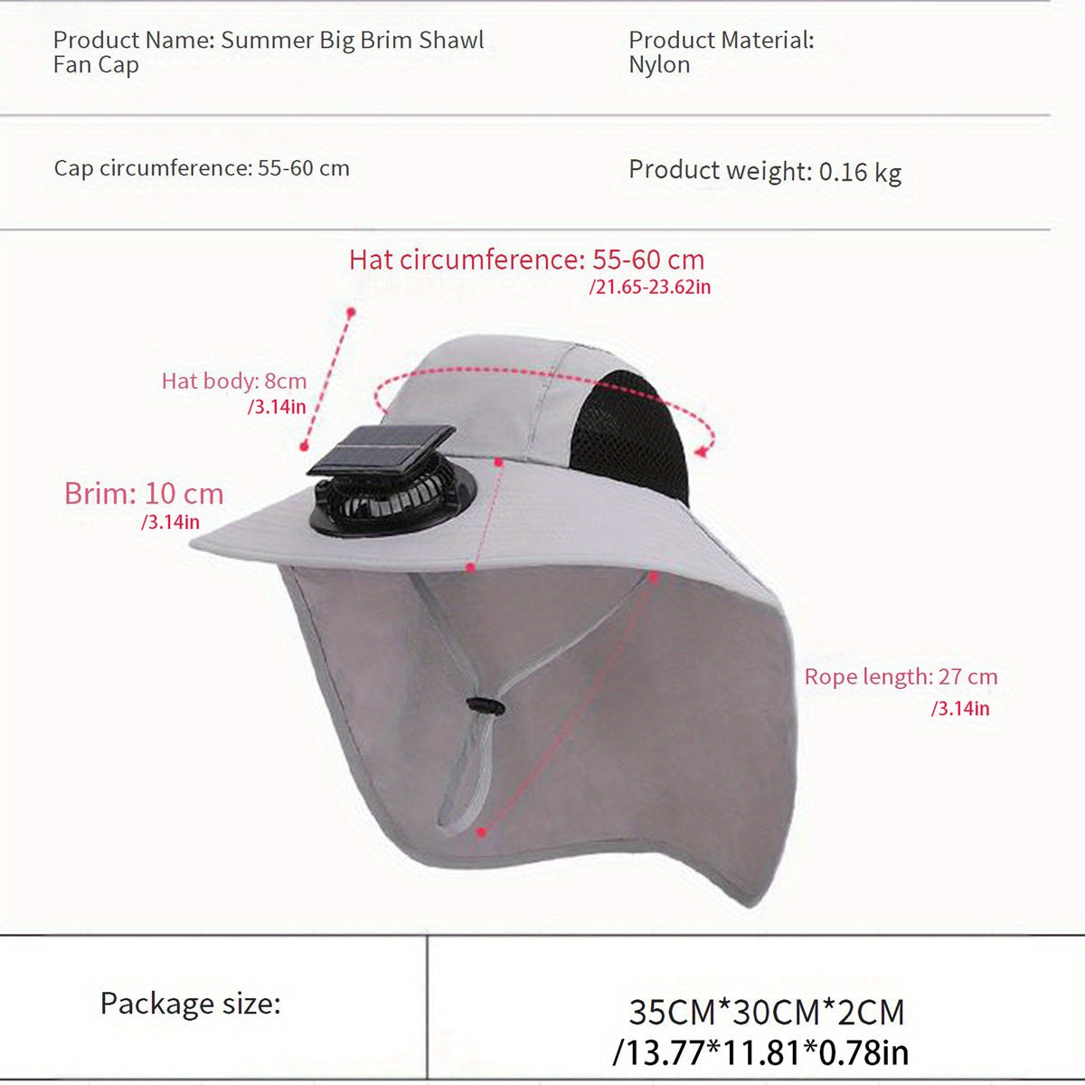 Men's Sun Hat with Solar Fan, Wide Brim Outdoor Boonie Hat, Lightweight African Safari Hat