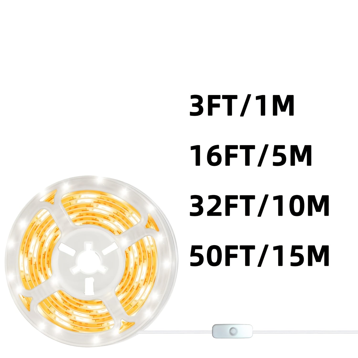 NBBUFF 3ft to 50ft LED light strip, warm/cool dual color optional, convenient USB interface design, touch button to turn on/off, easy to operate and install, suitable for bedroom, mirror, kitchen, TV background wall, desk and ceiling lighting