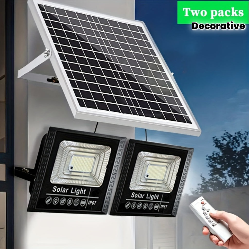 Outdoor Lighting, Solar Light, Decorative Light, Floodlight, Exterior Wall Light, Halloween Decoration, Two Lights, One Solar Panel, Suitable for Holiday Decoration, Christmas, Outdoor Lighting, Shed, Garden, Garage, Pathway, Lawn, Courtyard