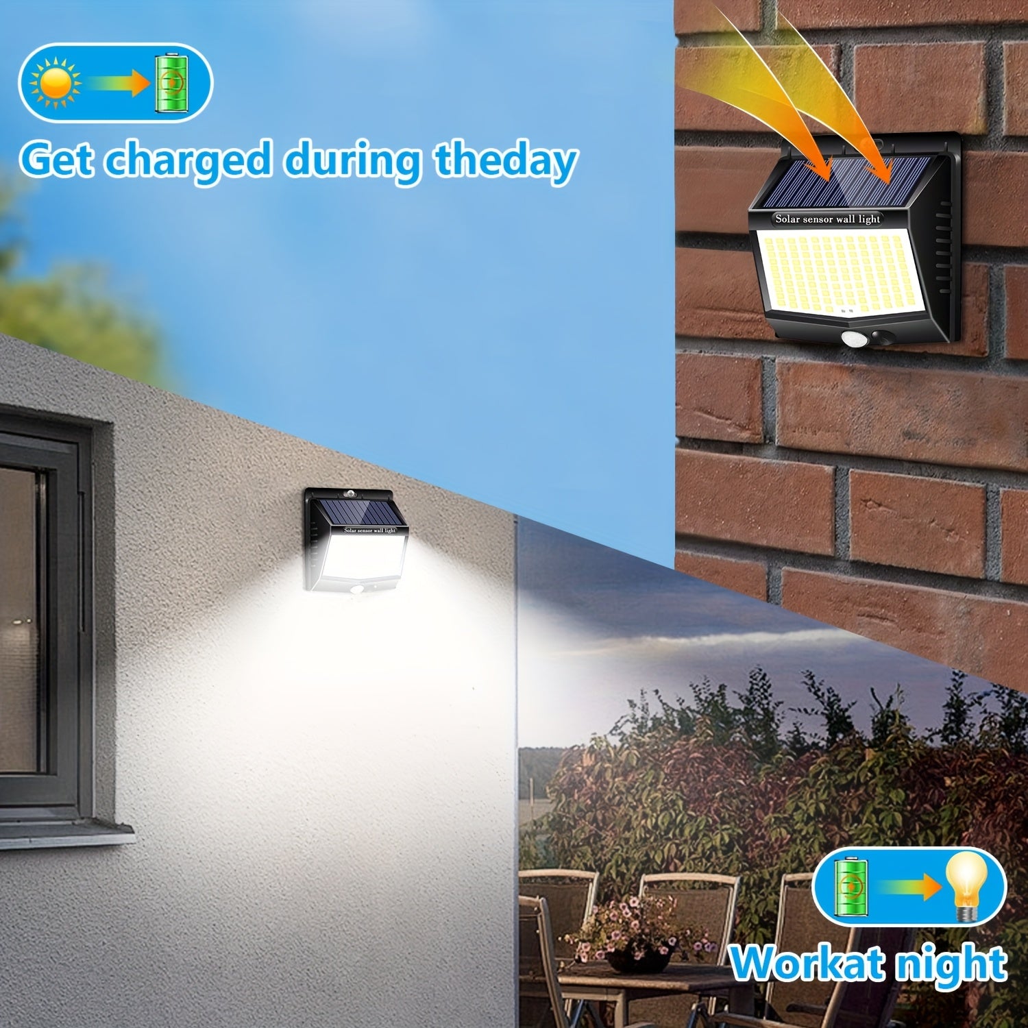 1/2/4 Pack Outdoor Solar Street Light, with 118 LEDs, Motion Sensor and Light Sensor Wall Light, IP65, Exterior Wall Light with 3 Modes, Perfect for Courtyard, Garage, Porch and Garden Lighting, LED Smart Night Light, Dusk-to-Dawn Searchlight
