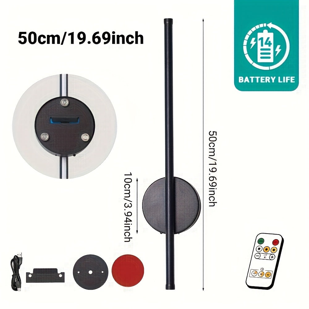 1-Pack Remote Control LED Wall Light, Wall Fixture Equipped with 4400mAh Rechargeable Battery, Supports 3 Color Temperatures and Dimming Function, Magnetic 360° Cordless Rotation, Suitable for Bedroom Bedside (Black)