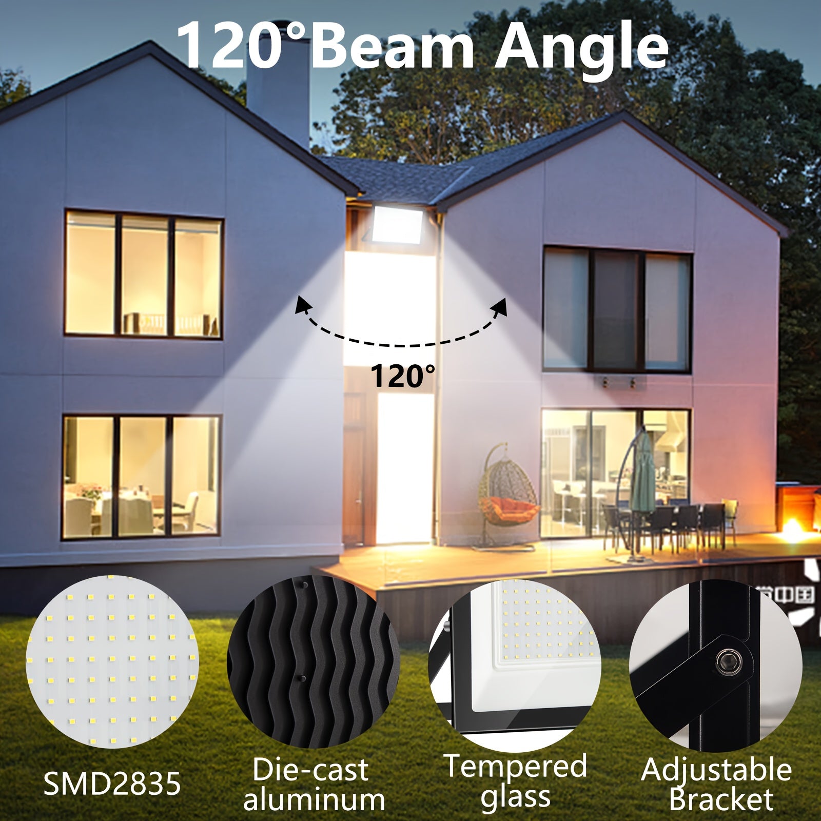 100W Ultra-Thin LED Flood Light | Super Bright 6500K Daylight Color, Suitable for Outdoor and Indoor - Security Light, Suitable for Garage, Garden, Yard, Warehouse, Workshop, Parking Lot, Flood Light Bulb