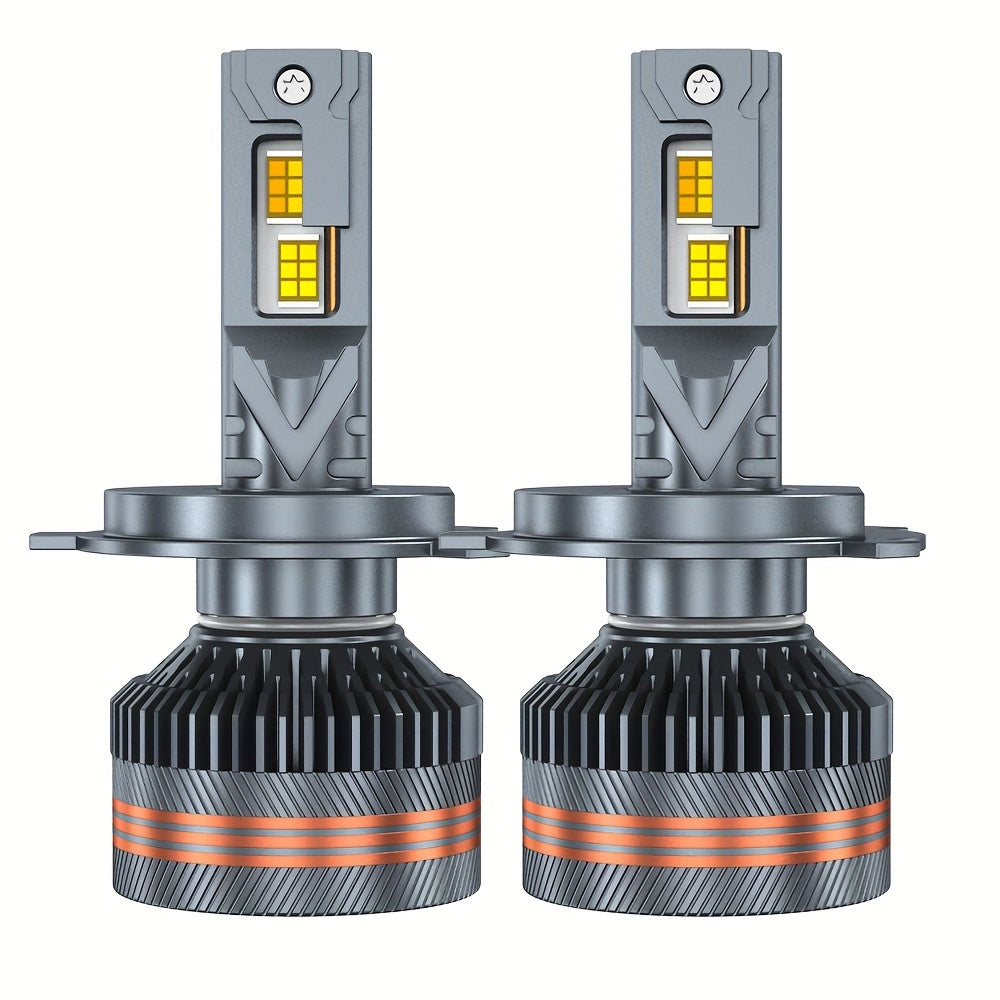 Set of 2 H7 LED Headlights, Compatible with 9005/HB3, 9006/HB4, 9012, H11, H4 and H1 Bulbs, Available in 6000K White and 3000K Yellow Dual Colors, with One-Key Switch, High Brightness CSP Chip, No Battery Included