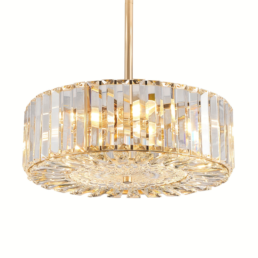 Modern four-light drum pendant light, suitable for dining room, living room or kitchen island