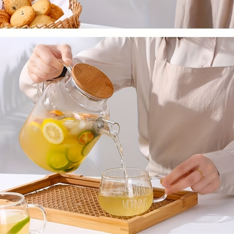 Clear Glass Teapot with Filter – Reusable, Microwave Safe, Lead-Free – Round Design, Perfect for Fruit Tea, Juice & Beverages – Recyclable, Heat Resistant – Ideal Gift for Christmas, Halloween, Easter, Hanukkah, Thanksgiving – No Pattern, Hand Wash Only