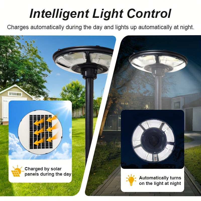 1PCS 370LED Solar Courtyard Light Set, Portable Camping Light with Water Tank, Light Pole, Courtyard Light Head, 78-Inch Tall Pole, Remote Control Path Light, Long-Lasting Dusk-to-Dawn Outdoor Light, Motion Sensor Integrated Street Light