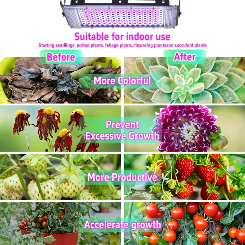 50/96/144 LED 1/2/3 Sets Grow Light, Full Spectrum LED Plant Light for Indoor Plants, Seed Germination & Seedlings, USB Powered with Switch, Hanging Rope Included, Ideal for Vegetables, Succulents, Flowers, Fruits
