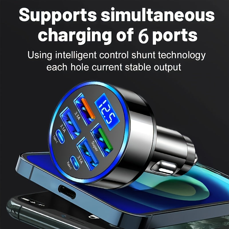 Set of 2 PD Chargers with USB Cable | Dual PD And Four USB Car Charger | Rapid Charging PD QC3.0, 60% Charge in Half an Hour - Universal Fast Charging for Different Devices | Contemporary Charging Hub | Sturdy Car Charging Station