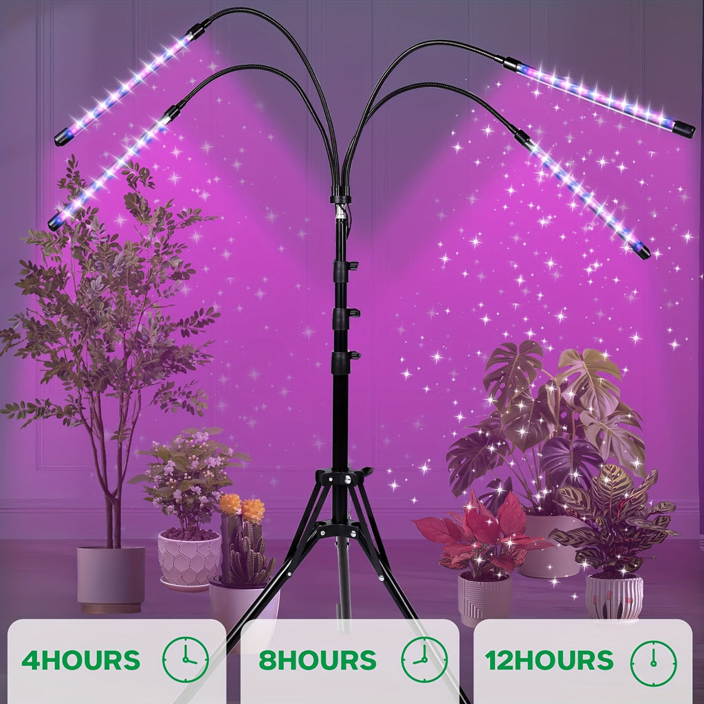 LED Plant Grow Light, Full Spectrum, Hydroponics Compatible, 4/8/12H Timer, Dimmable Brightness, Ideal for Indoor Plants in Greenhouses & Grow Boxes