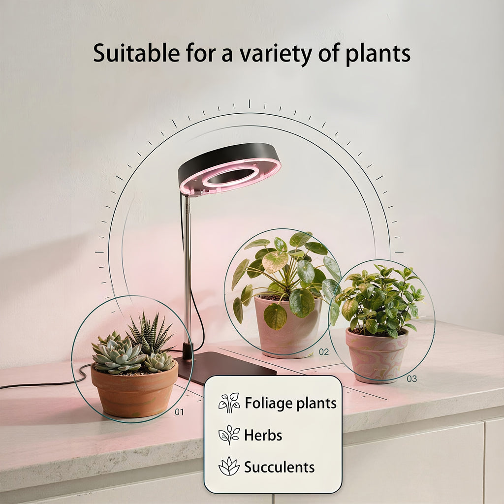 2Pcs 720° Magnetic Rotatable LED Grow Light, Full Spectrum Sunlike Plant Lamp with Auto Timer, Height & Brightness Adjustable, Suitable for Seedlings and Herb Plants