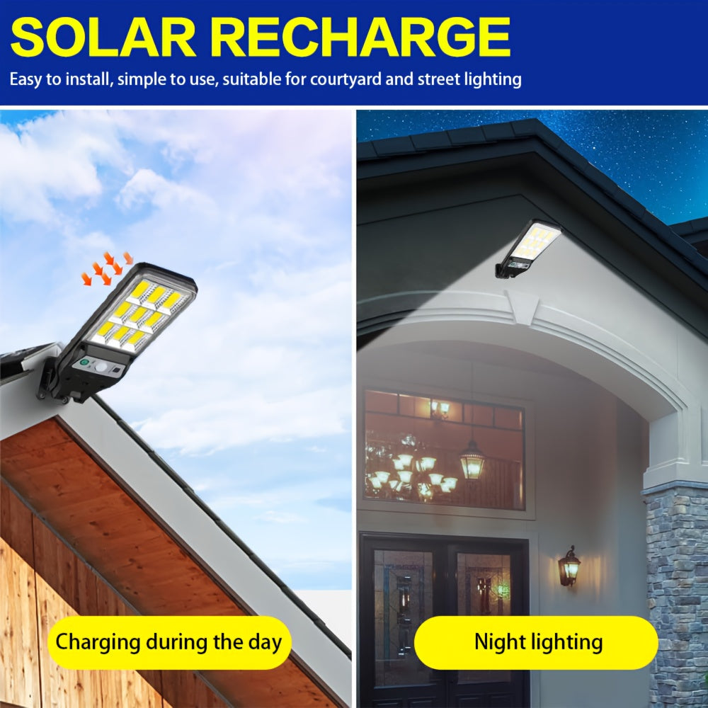 1/2 Pack Commercial Solar LED Sensor Light, Motion Sensor, High Brightness LED, Solar Wide Angle Flood Street Light, Solar Rechargeable Wall Light, Easy to Install, Perfect for Outdoor, Garden, Street, Steps, Patio, Porch Light, Home and Shop Lighting