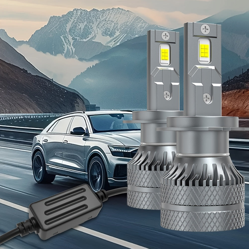 2PCS LED Car Headlights, Compatible with H11/H4/H1/H7, 9005/9006/9012 - 28500LM, Cool White Light, Plug-and-Play System, Built-in & External Driver, No Battery Needed.