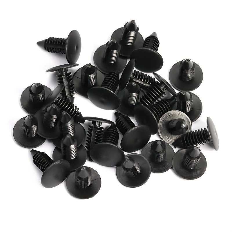 50/100-Pack 8mm Auto Plastic Barbed Christmas Tree Rivet Clips – Plastic Push Retainer Rivets, Bumper Clips, Fender Clips for GM & Ford
